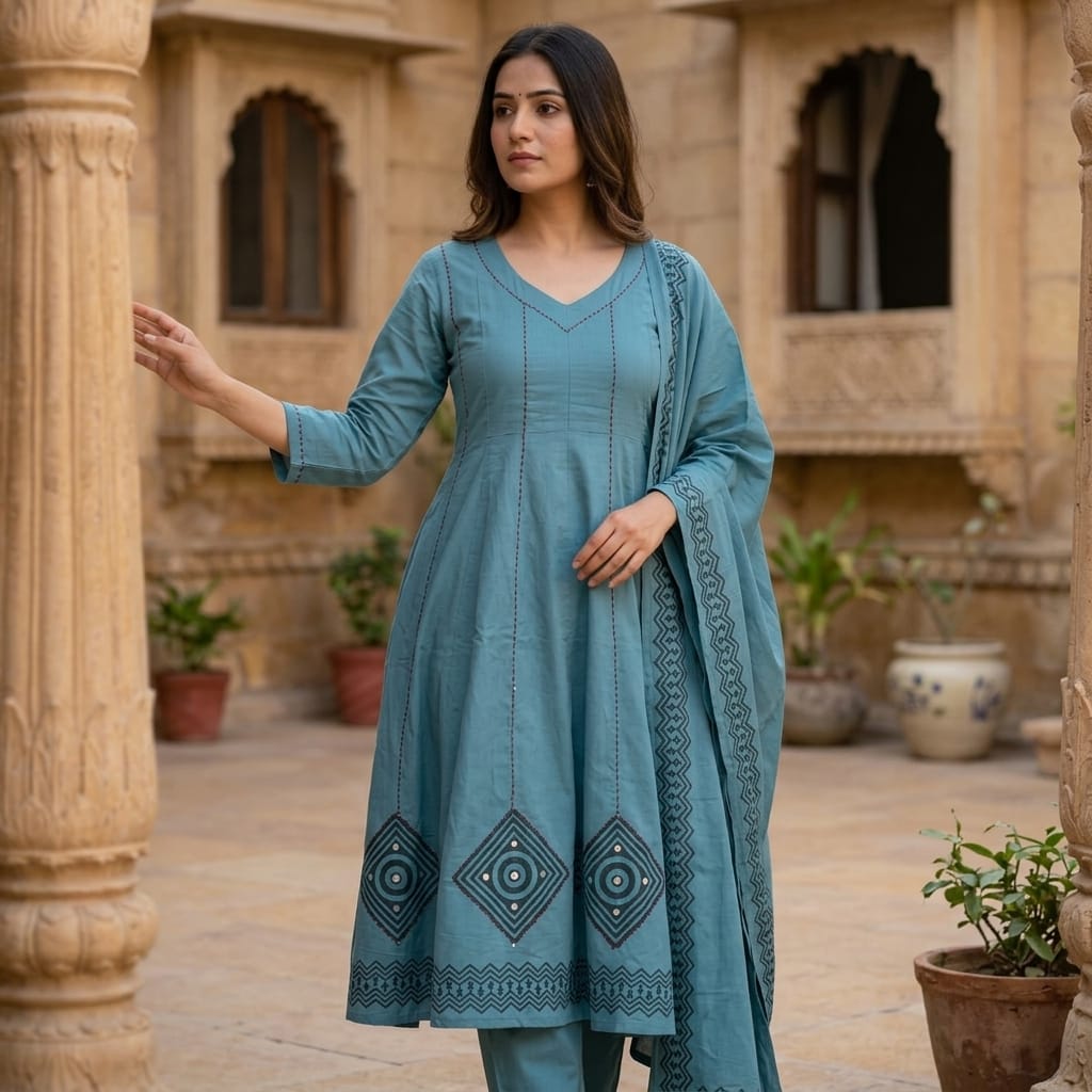 Blue Cotton Salwar