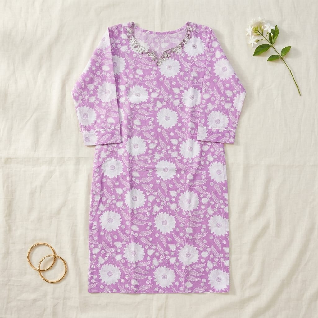 Lavender Cotton Kurti