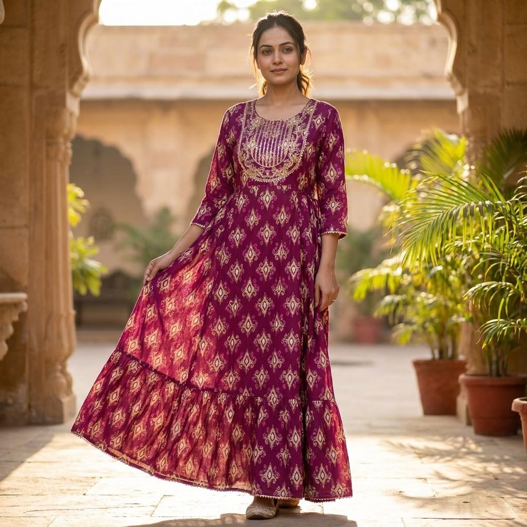 Magenta Cotton Kurti