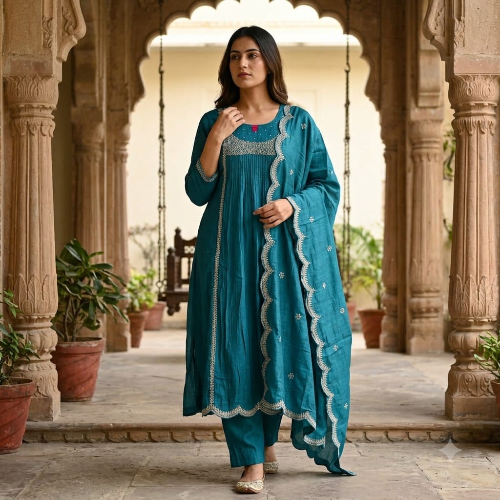 Blue Cotton Silk Salwar | 11395