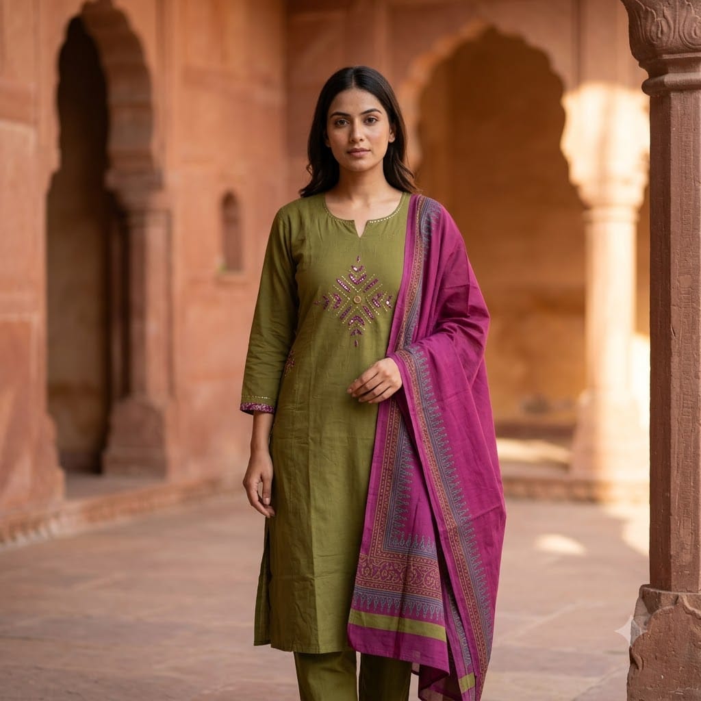 Green Cotton Salwar | 11404