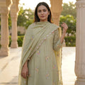 Olive Green Cotton Silk Salwar | 11302
