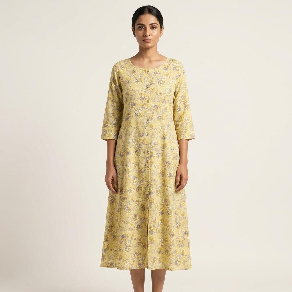 Yellow Cotton Kurti