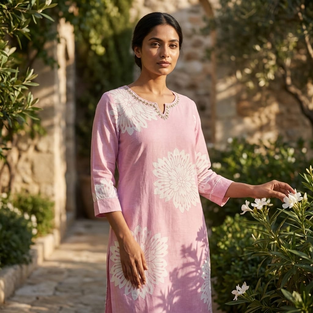 Pink Rayon Kurti