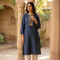 Blue Cotton Silk Kurti | 11317