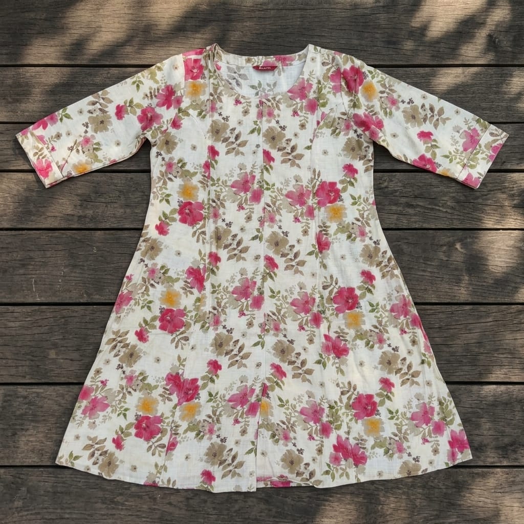 Beige Cotton Silk Kurti