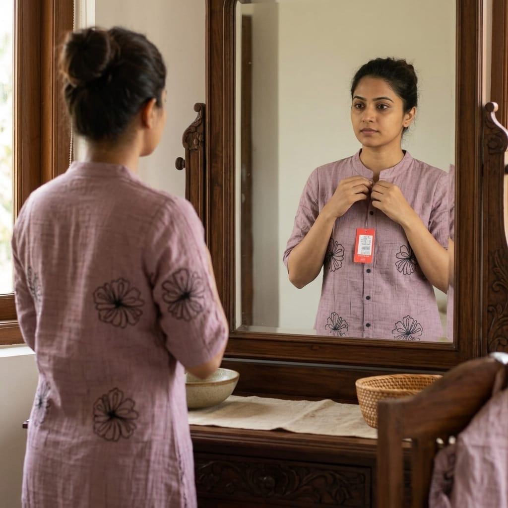 Peach Crape Kurti