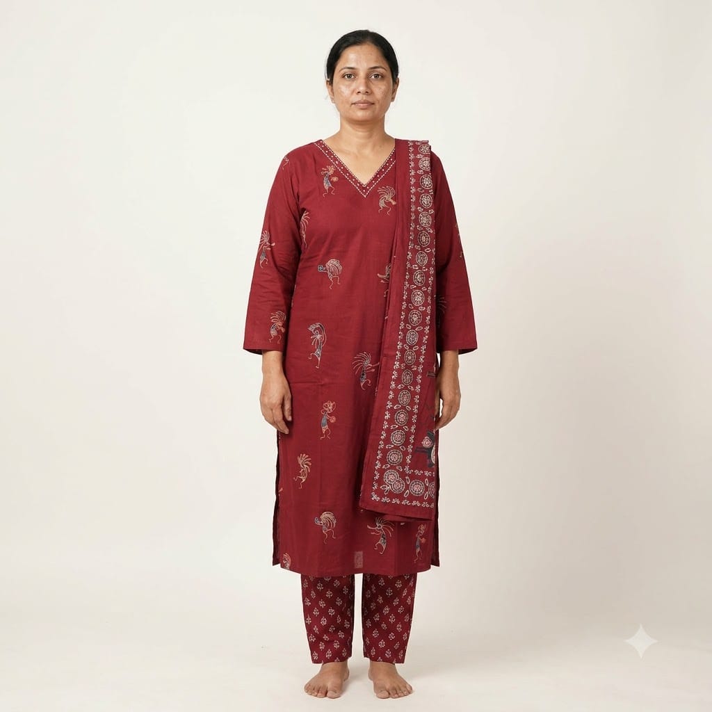 Red Cotton Salwar | 11431
