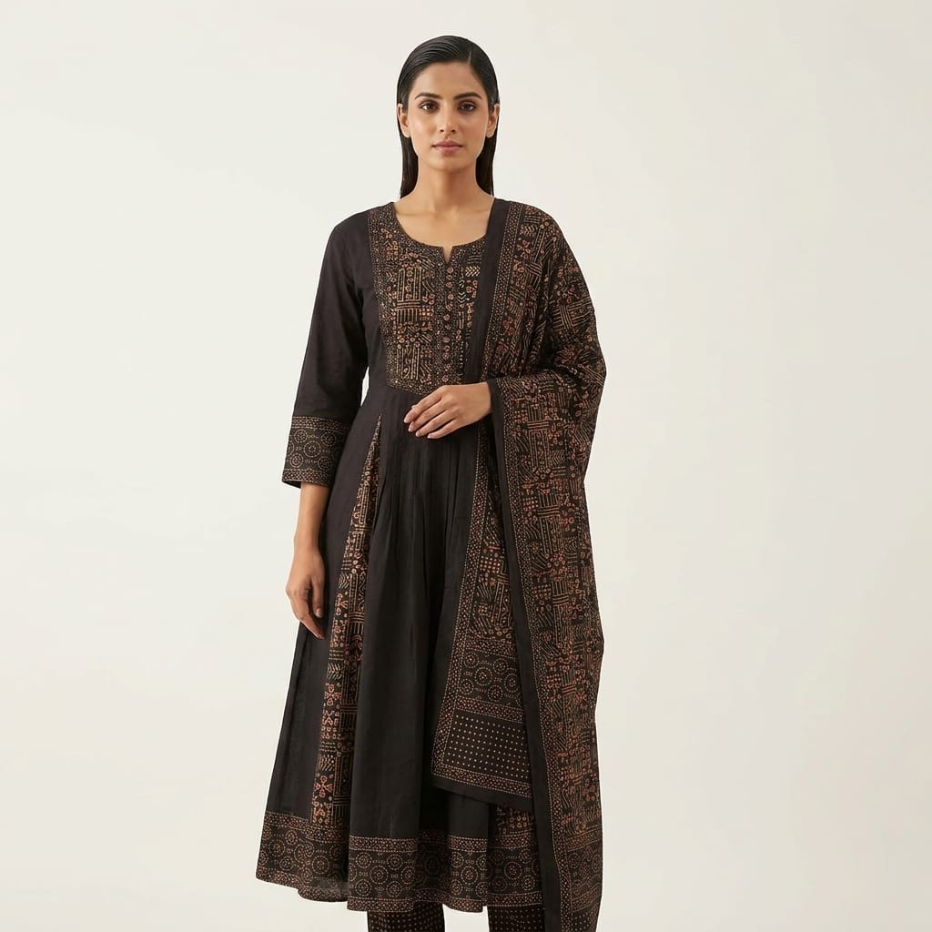 Black Cotton Anarkali Salwar | 11239