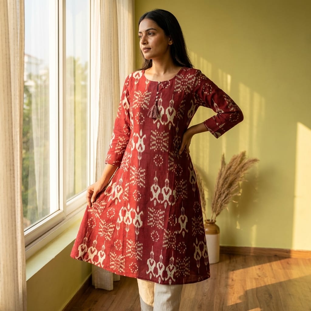 Maroon Cotton Kurti