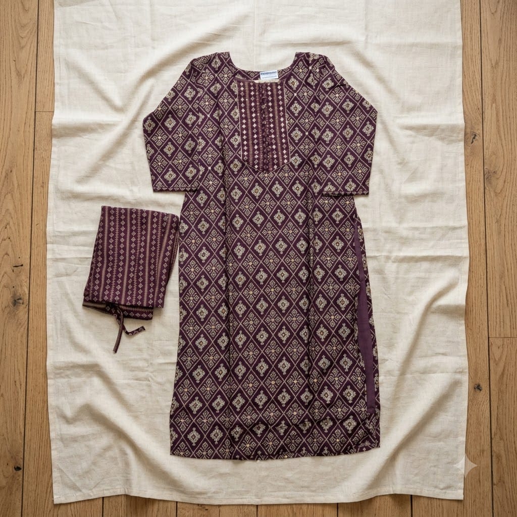 Purple Cotton Silk Co-ord Set | 11458