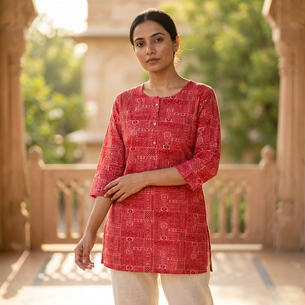 Red Rayon Kurti