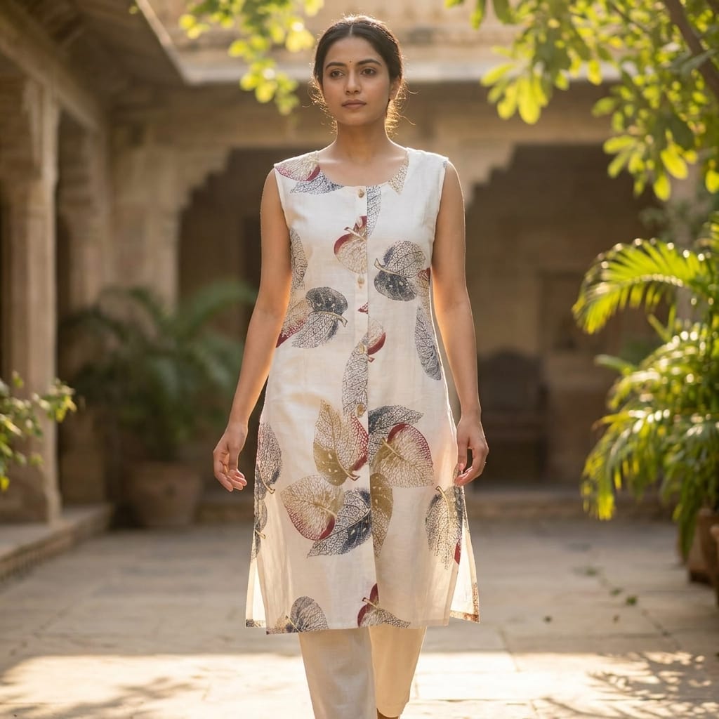 White Cotton Silk Co-ord Set
