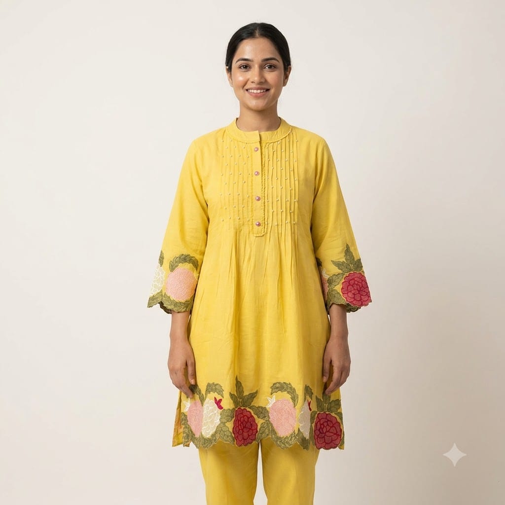 Yellow Cotton Co-ord Set | 11385