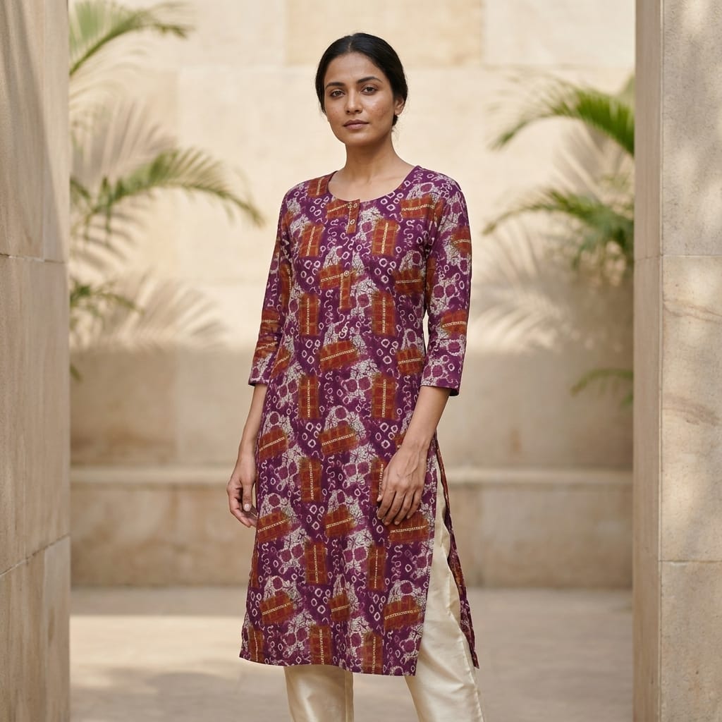 Dark Plum Cotton Silk Kurti