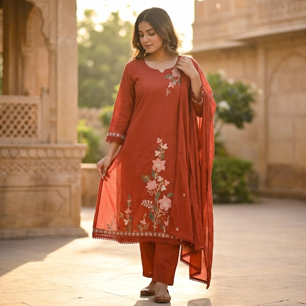 Orange Cotton Salwar