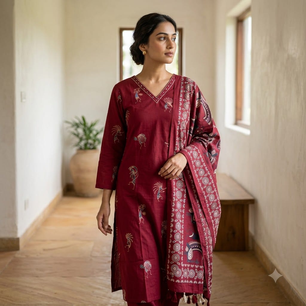 Red Cotton Salwar | 11431