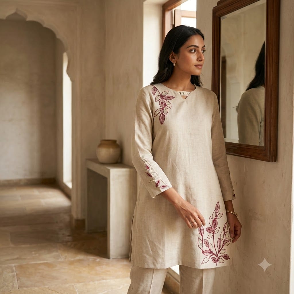 Beige Modal Fabric Co-ord Set | 11339