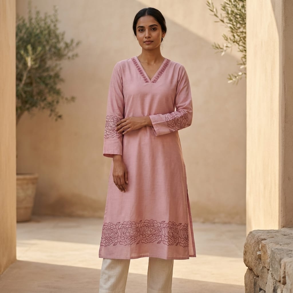 Mauve Cotton Silk Kurti