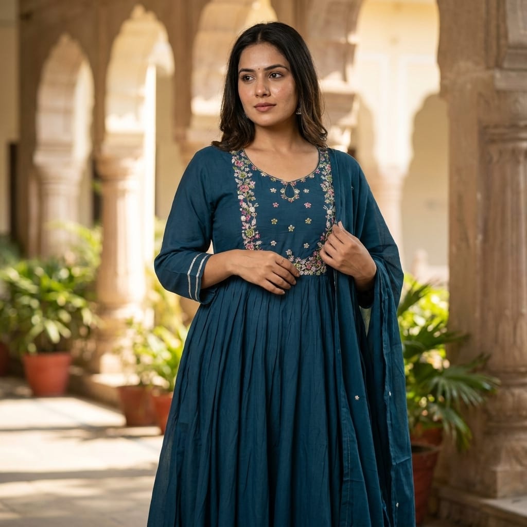 Blue Chanderi Silk Salwar | 11299