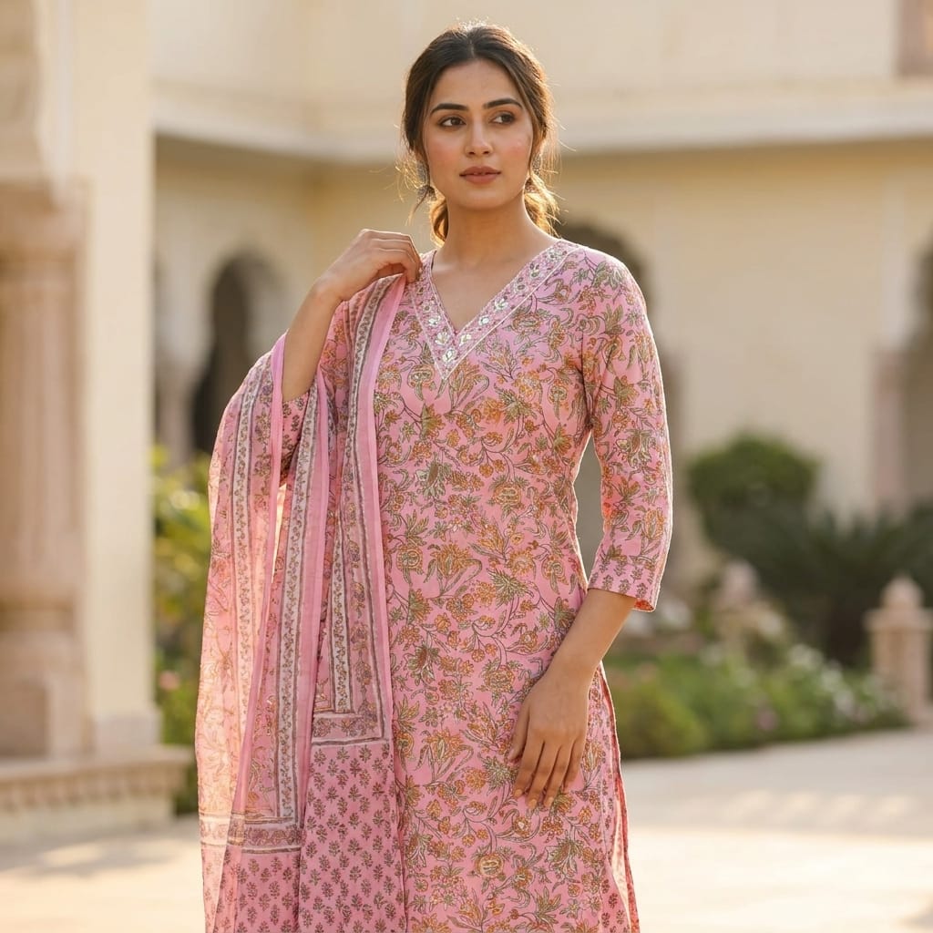 Baby Pink Cotton Salwar