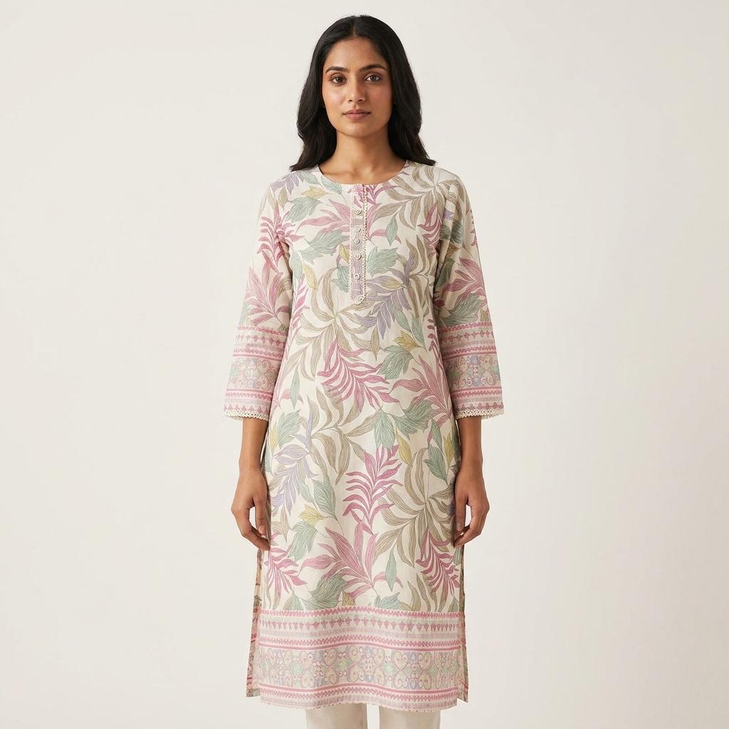 Cream Rayon Kurti