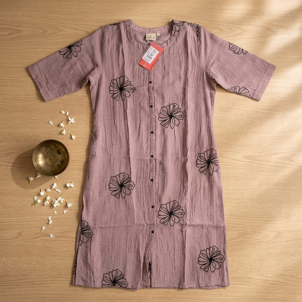 Peach Crape Kurti