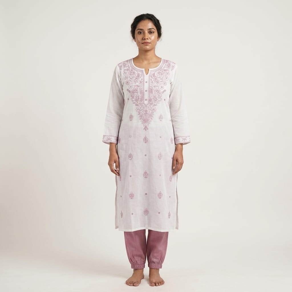 White Cotton Silk Co-ord Set