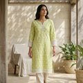 Lemon Green Cotton Kurti