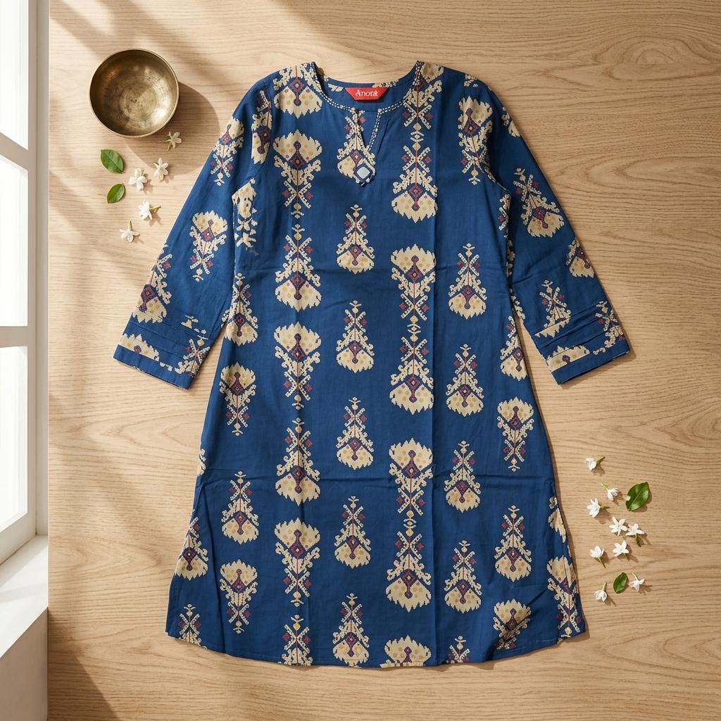 Blue Cotton Kurti