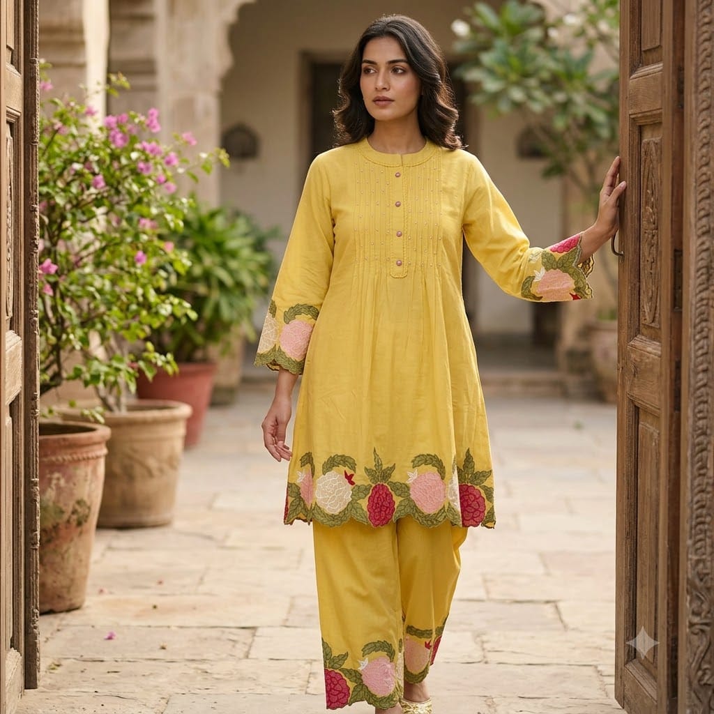 Yellow Cotton Co-ord Set | 11385