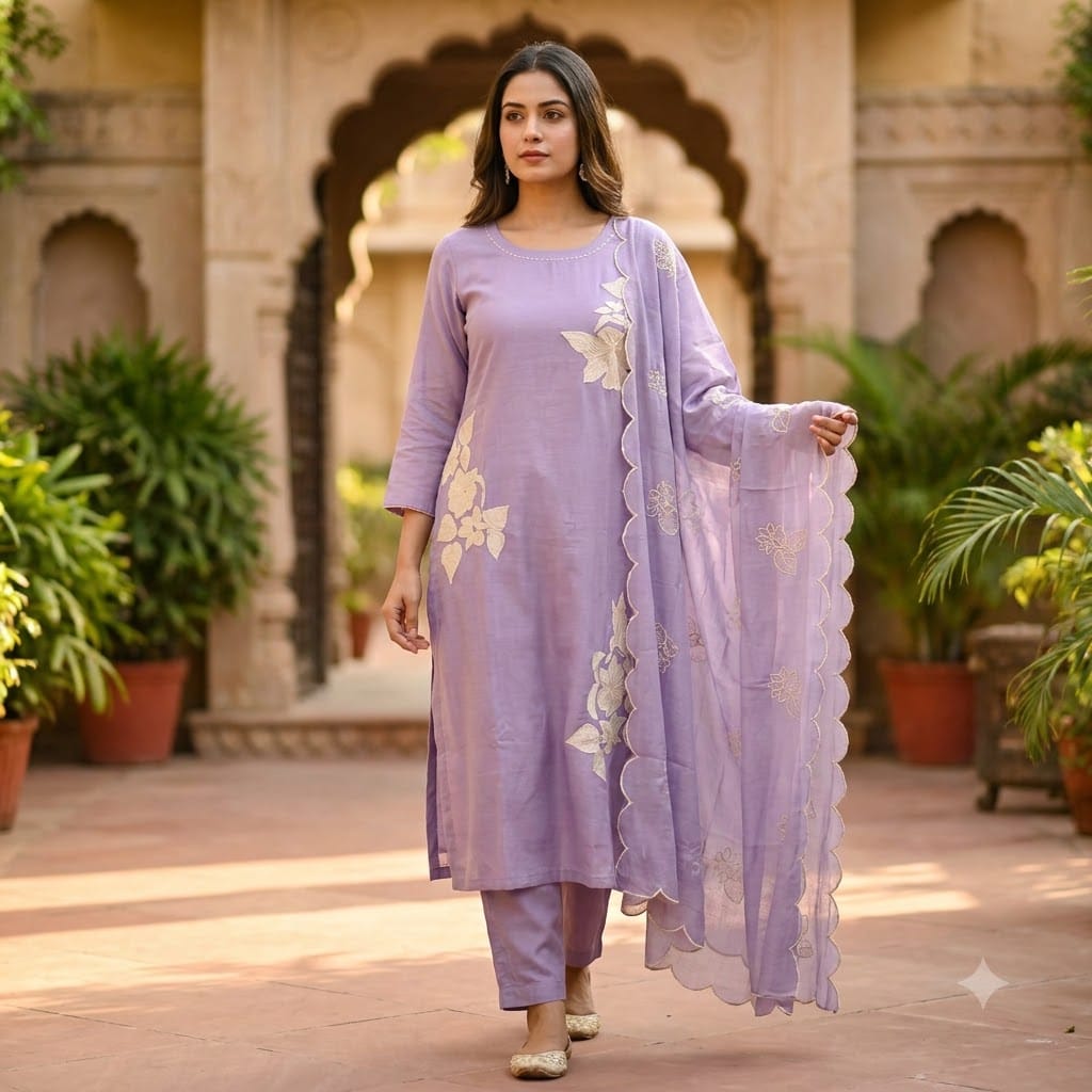 Lavender Cotton Silk Salwar | 11353