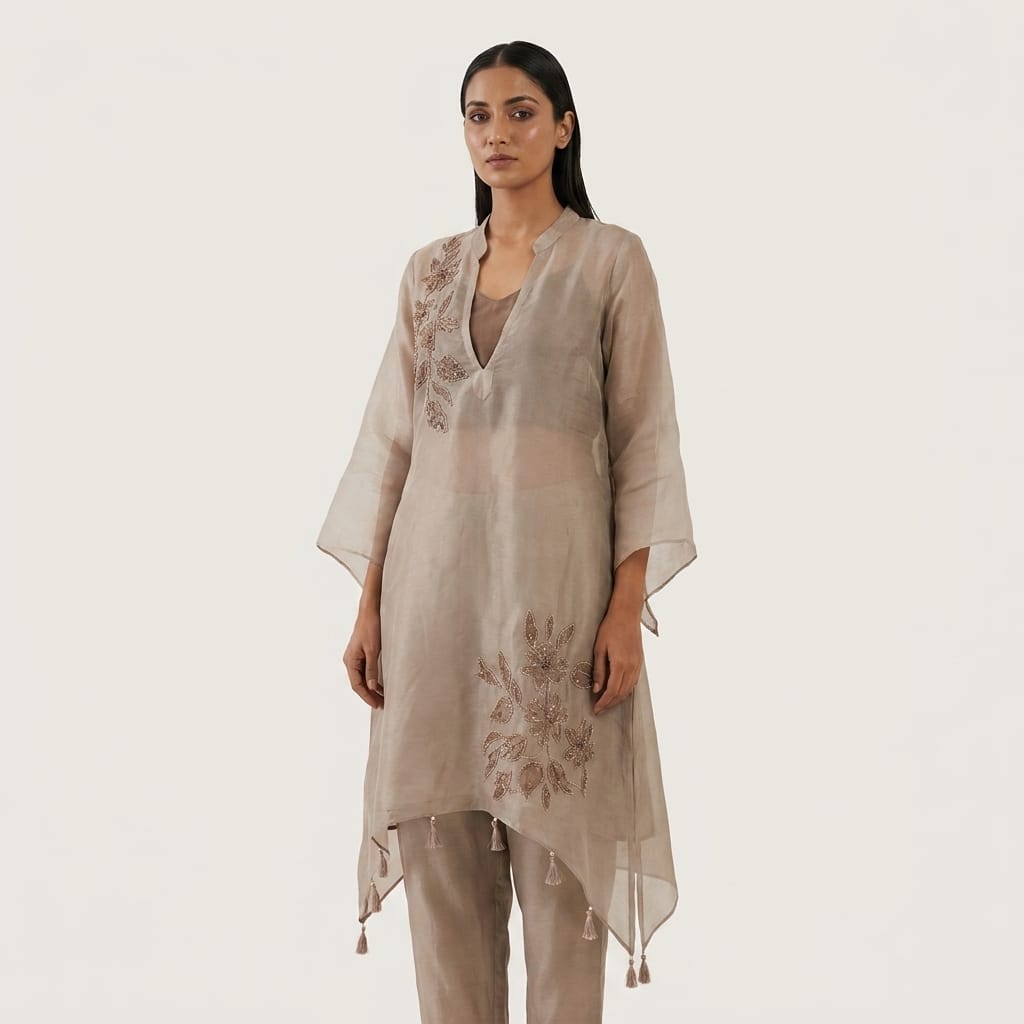 Dark Cream Tissue Salwar | 11231
