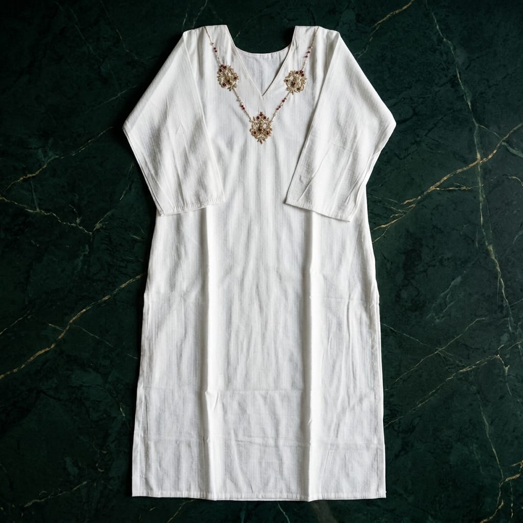 White Cotton Silk Kurti