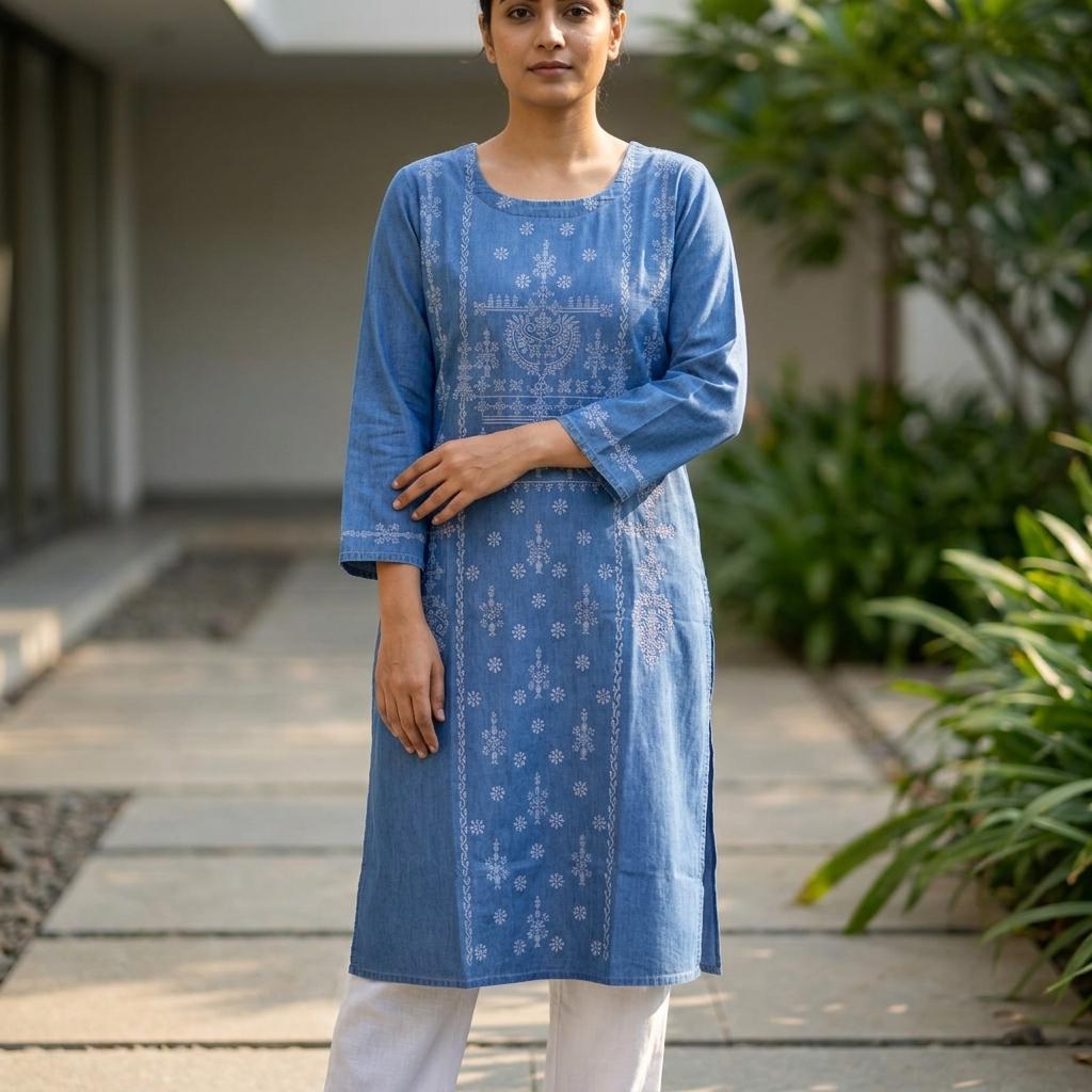 Blue Denim Kurti
