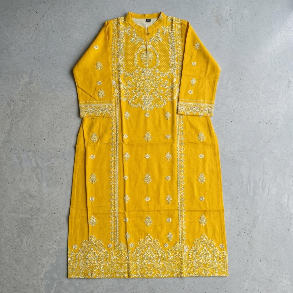 Yellow Linen Kurti