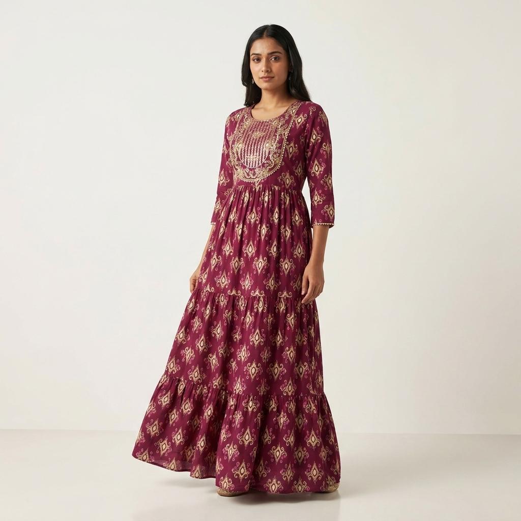 Magenta Cotton Kurti