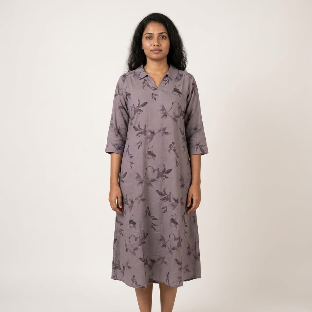 Grey Cotton Silk Kurti