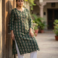 Green Cotton Silk Kurti