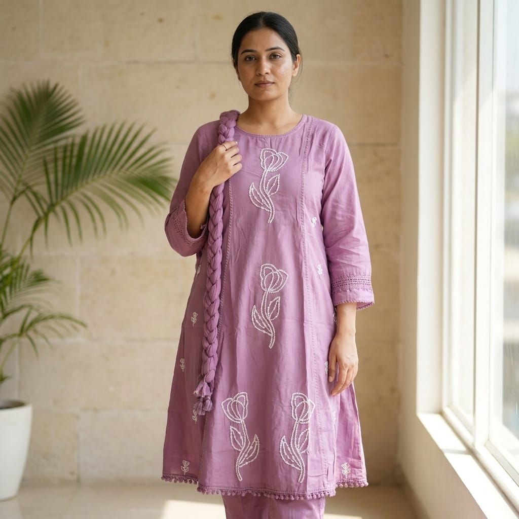 Lavender Cotton Salwar | 11286