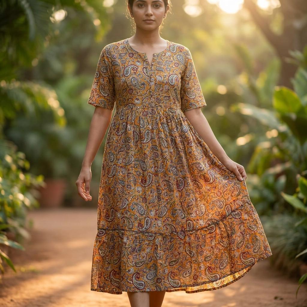 Mustard Yellow Cotton Kurti