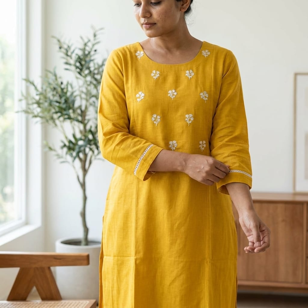Yellow Cotton Kurti