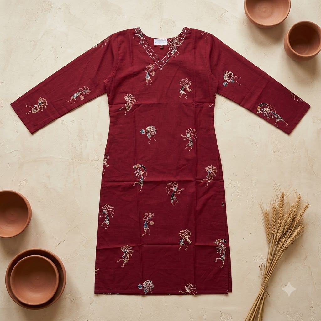 Maroon Cotton Kurti | 11447