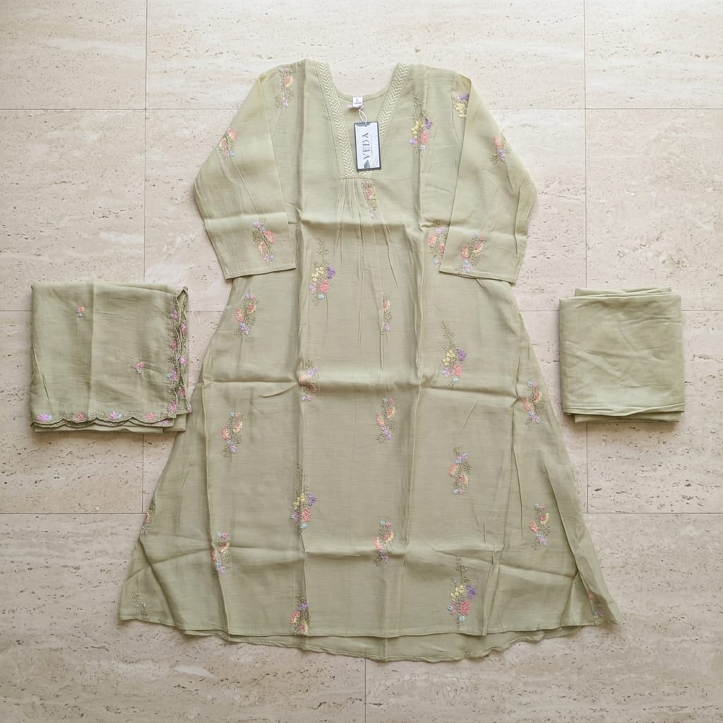 Olive Green Cotton Silk Salwar | 11302