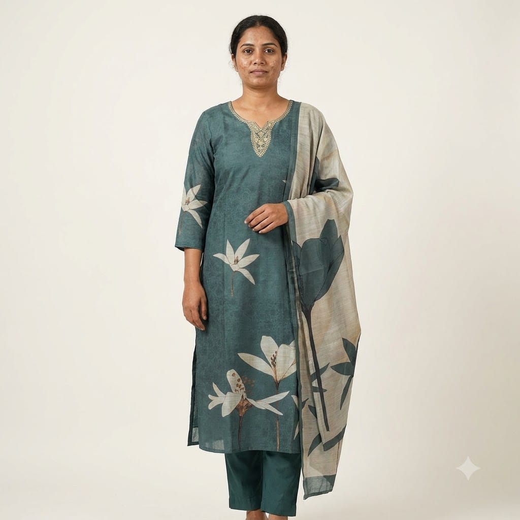 Cyan Cotton Silk Salwar | 11350