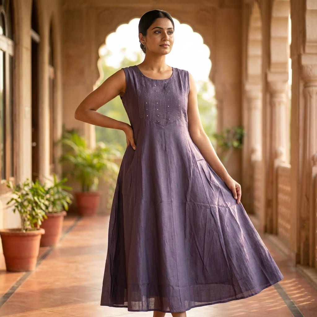 Dusty Purple Cotton Silk Co-ord Set | 11312