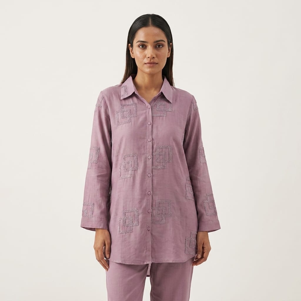 Purple Chanderi Silk Co-ord Set | 11311