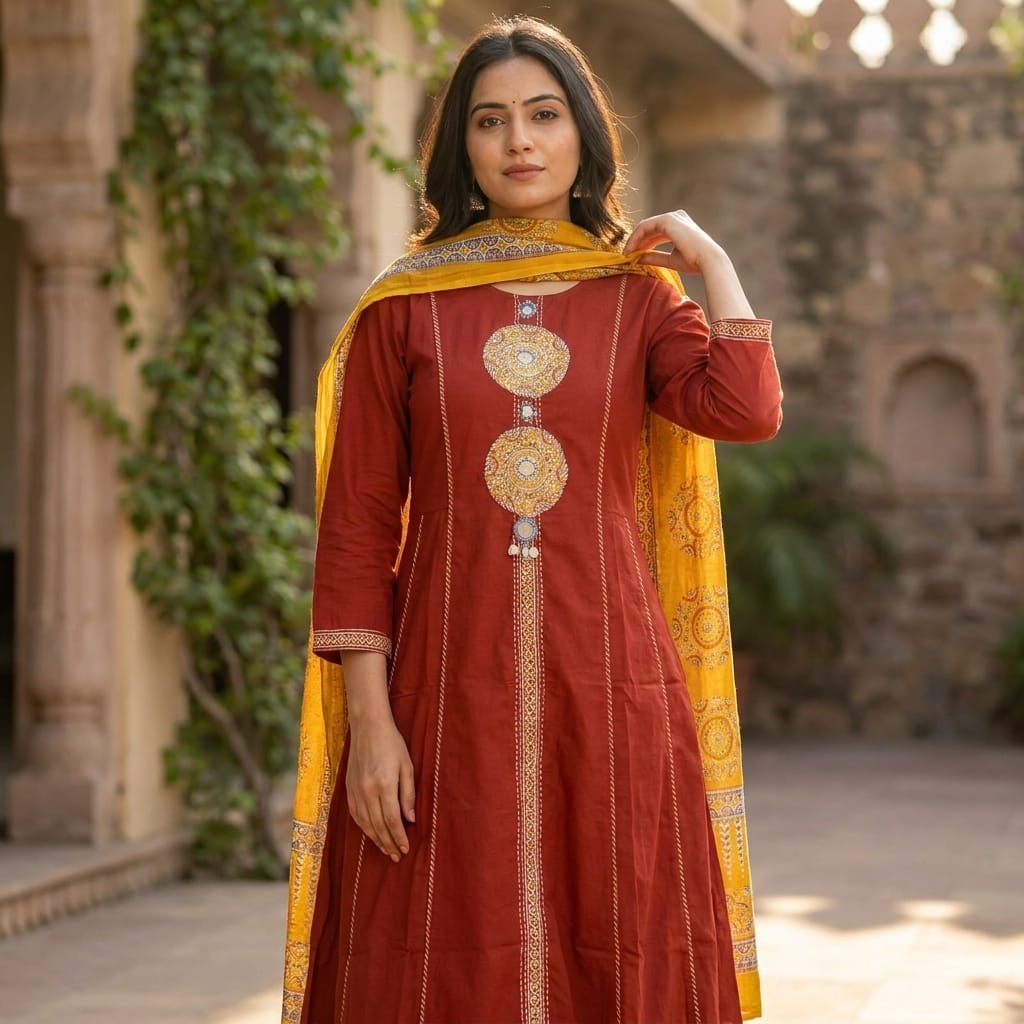 Rust Orange Cotton Salwar