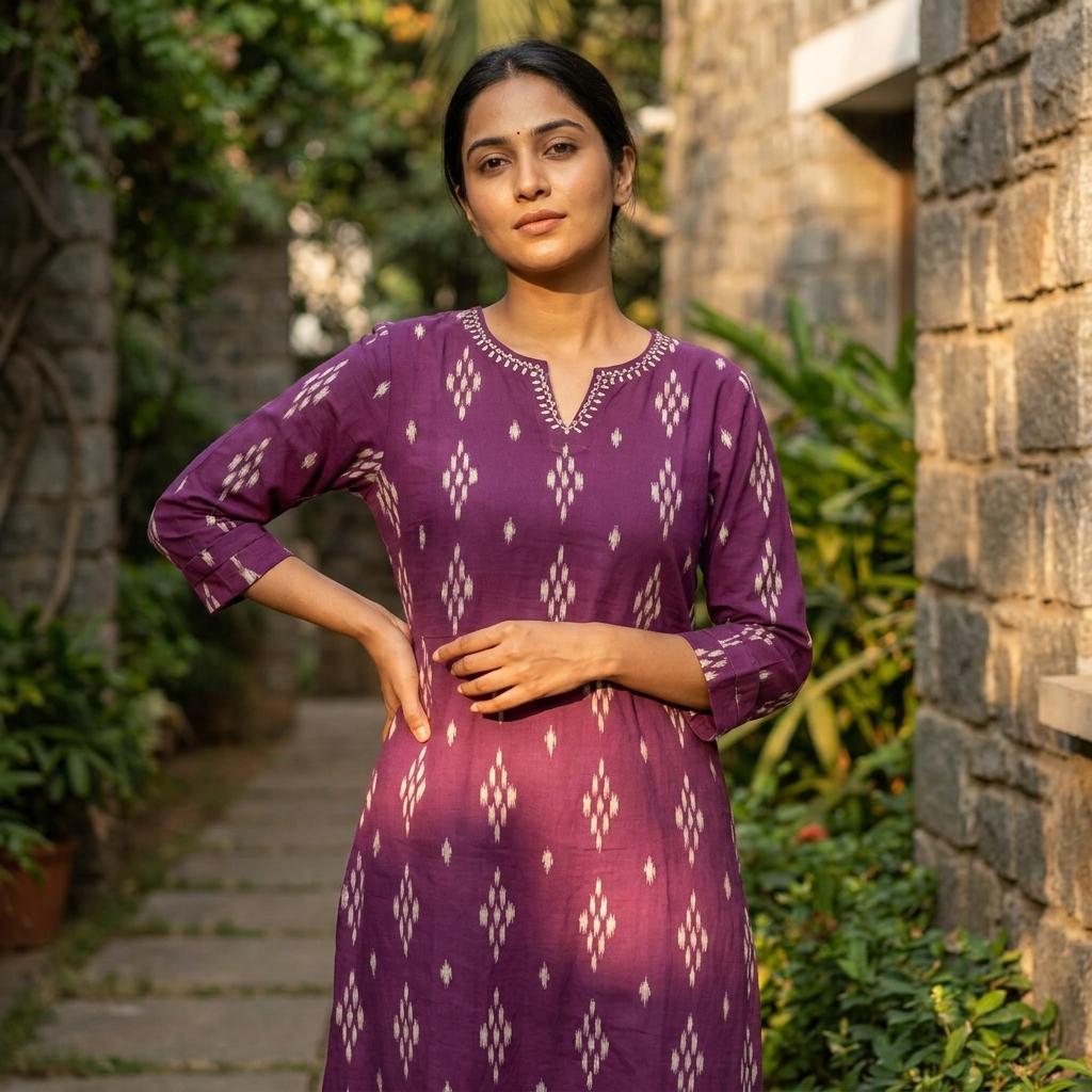 Purple Cotton Kurti