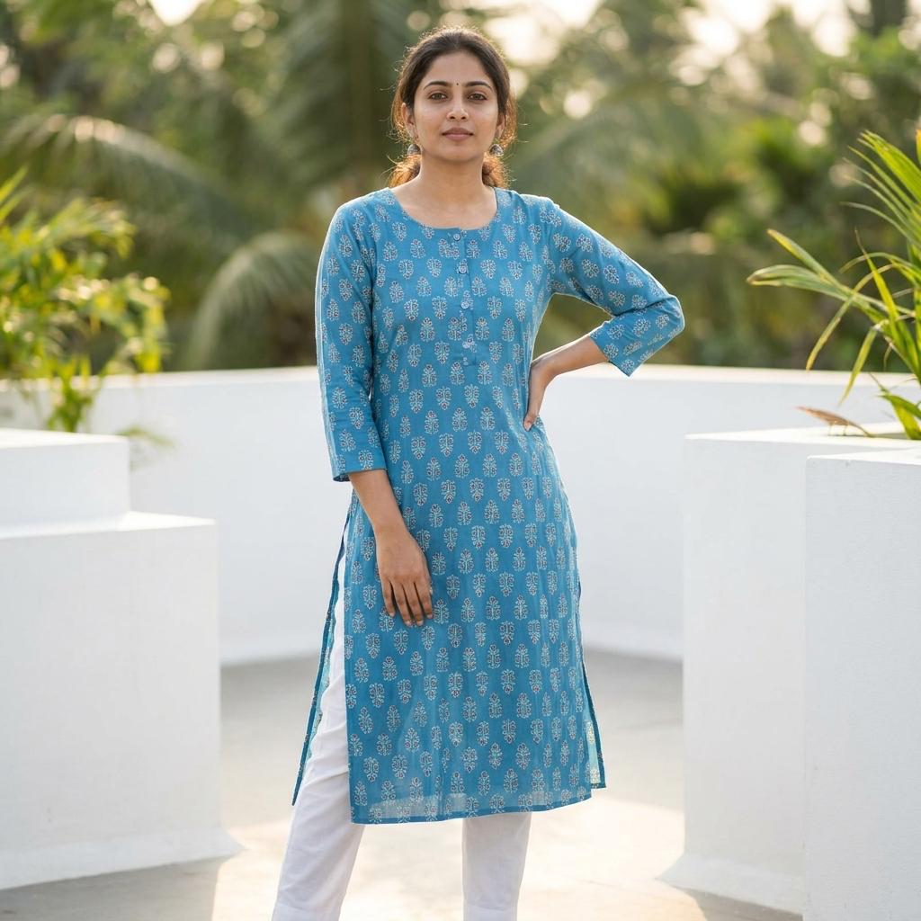 Blue Rayon Kurti